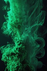 Canvas Print - Green smoke on black background. Generative AI.