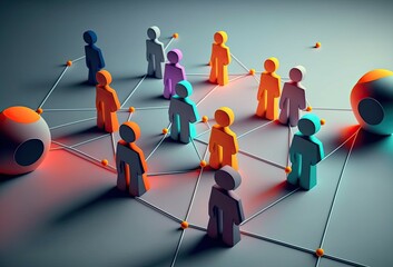 social network connection concept, community generativce ai illustration