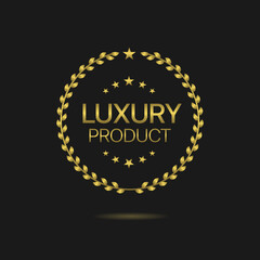 Wall Mural - Luxury product golden laurel wreath vector label