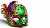 Fototapeta Tulipany - Mardi Gras Mask in Purple, Gold, and Green. 9Generative AI)
