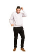 © Asier - Full body adult latin man cut out isolated dancing and having fun.