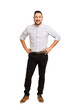 © Asier - Full body adult latin man cut out isolated confident keeping hands on hips.
