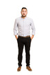 © Asier - Full body adult latin man cut out isolated sad, serious face, feeling miserable and displeased.