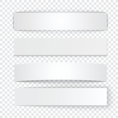 Canvas Print - Set of blank stripe paper banners with realistic shadows on transparent background