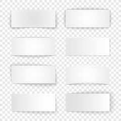 Wall Mural - Set of blank paper banners with realistic shadows on transparent background