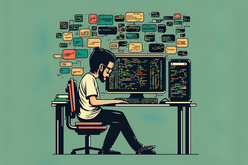 programmer is coding and programming software. generative ai