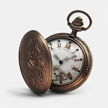 Vintage Antique Pocket Watch Isolated On A White Background