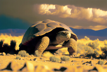 Aufkleber - Painting of desert tortoise in the desert by generative AI
