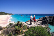 Retired Couple Enjoy Pink Sand Beaches At Warwick Long Bay Bermuda