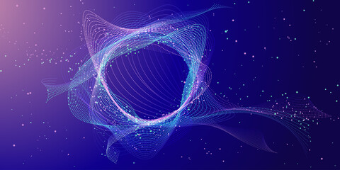 abstract particle technology background. big data, network connection structure, data transfer on da