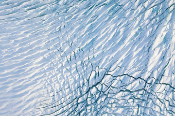 Wall Mural - iceland. landscape from a drone. destruction of the glacier in iceland due to global warming. aerial