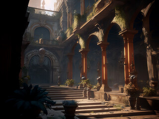 Wall Mural - fantasy scene ancient ruins, game design inspiration. sketch art for artist creativity and inspiration. generative AI	
