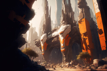 Wall Mural - fantasy scene ancient ruins, game design inspiration. sketch art for artist creativity and inspiration. generative AI	
