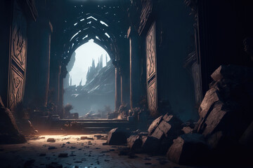 Wall Mural - fantasy scene ancient ruins, game design inspiration. sketch art for artist creativity and inspiration. generative AI	
