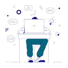 Male developer working on laptop