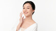 © kitthanes  - Beautiful young asian woman with clean fresh skin on white background, Face care, Facial treatment, Cosmetology, beauty and spa, Asian women portrait.