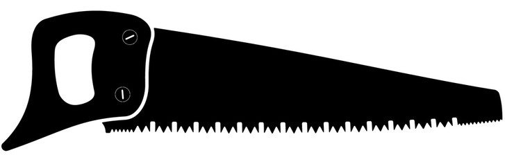 Clean and simple hand saw(woodworking) illustration, line art, clipart, geometric, icon, object, shape, symbol, etc. PNG with transparent background. Design elements for websites and other graphics.