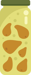 Sticker - Pickle pear icon flat vector. Glass food. Can product isolated