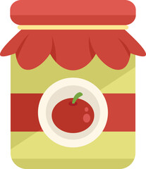 Poster - Canned cherry icon flat vector. Pickle food. Can product isolated