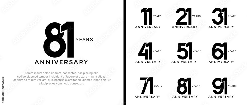 set of anniversary logo style black color on white background for ...
