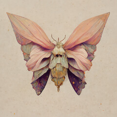 pastel color moth on a paper, AI assisted finalized in Photoshop by me 