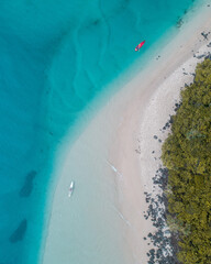 Sticker - Aerial view of a beach with calm smooth waves on the Gold Coast
