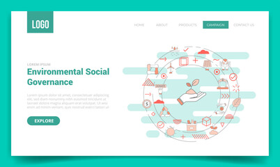 Wall Mural - esg environmental social governance concept with circle icon for website template or landing page ho