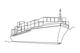 Fototapeta Big Ben - Continuous one line drawing cargo ship with containers in the port. Cargo Concept. Single line draw design vector graphic illustration.