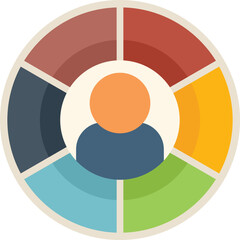 Pie chart segment icon flat vector. Market target. Business share isolated