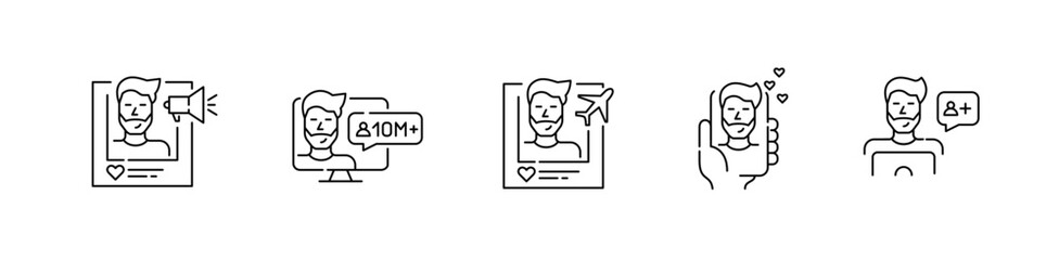 Wall Mural - social media blogger. pixel perfect, editable stroke icons