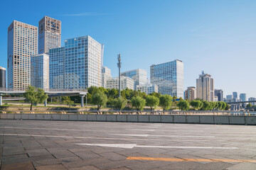 The skyline of modern urban architecture and highways in Beijing, the capital of China