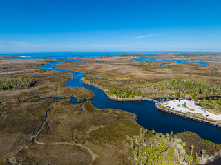 Fototapete - Wetlands Hernando Beach Florida Aerial View
