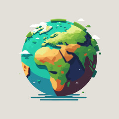 save planet earth globe low poly design illustration, mother green nature icon