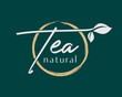 Green Tea Natural Leaf Organic Aroma Relax Circle Paint Brush Stroke Typography Vector Logo Design