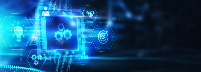 Business, Technology, Internet and network concept. Automation Software Technology Process System. 3d illustration