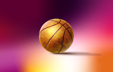 Wall Mural - basketball illustration against the abstract pink and orange background  