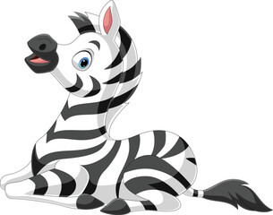 Poster - Cartoon cute baby zebra sitting