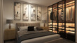 Sypialnia z podświetlaną garderobą