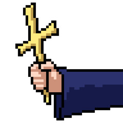 Sticker - pixel art priest hand cross