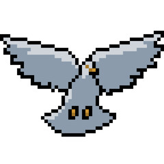 Poster - pixel art white pigeon fly