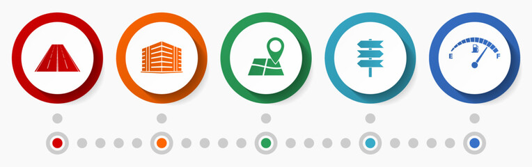 Fototapete - Transport vector icon set, transportation flat design web buttons, travel infographic template