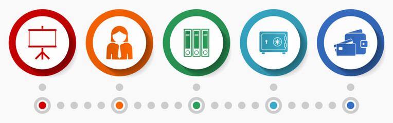 Poster - Education vector icon set, business infographic template, presentation flat design web buttons