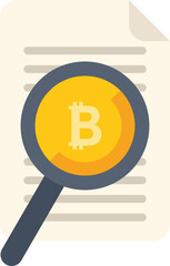 Wall Mural - Search cryptocurrency icon flat vector. Bitcoin money. Crypto business isolated