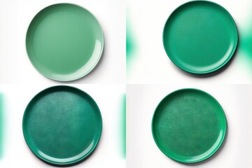 Wall Mural - a traffic light with three plates on each of them, one green and one white, all in different positions, all in different colors, and shapes and sizes, all on a white background.