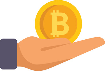 Wall Mural - Care bitcoin icon flat vector. Crypto money. Financial payment isolated