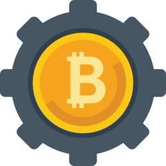 Wall Mural - Cryptocurrency gear icon flat vector. Financial payment. Digital exchange isolated