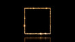 © RocknRoller Studios - Gold Sparkler Firework Frame with Square Shape on Black. Holiday Background with copy space.