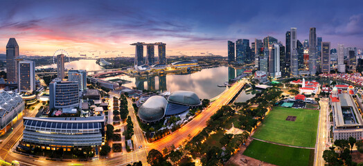 Wall Mural - Singapore skyline city at sunset