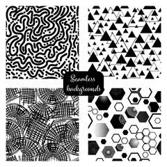 Wall Mural - Set of seamless graphic backgrounds. Vector illustration