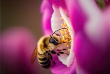 Bee In A Foxglove Flower (Ai Generated)